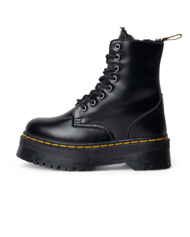 Dr. Martens Jadon Hi Fur-Lined Smooth Leather Platform Boots Black With Fur