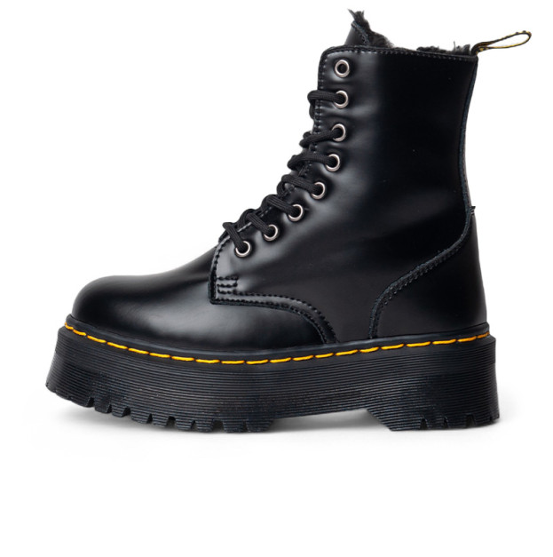 Dr. Martens Jadon Hi Fur-Lined Smooth Leather Platform Boots Black With Fur
